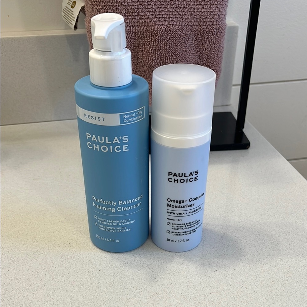 Paula's Choice - foaming cleanser and omega complex moisturizer